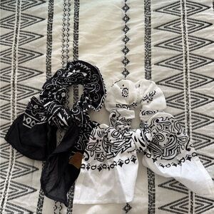 Black and White Bandana Scrunchies